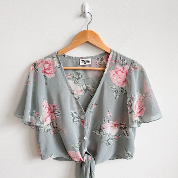SHOW ME YOUR MUMU • The Tortuga Tie Top in Sweetheart Sage - Picture 3 of 11